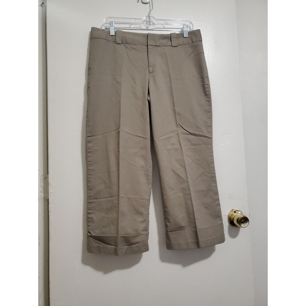 Merona Chino Capri Dress Pants Womens Cropped Size 10 Tan Cuffed Casual